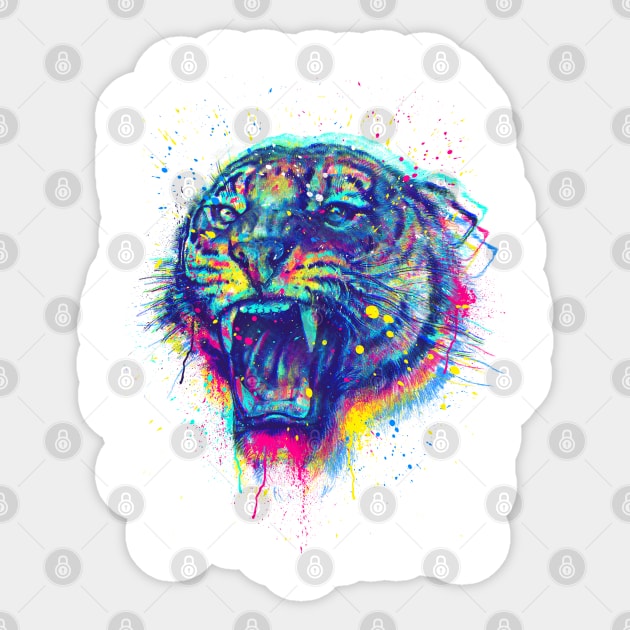 Painted Tiger Sticker by clingcling